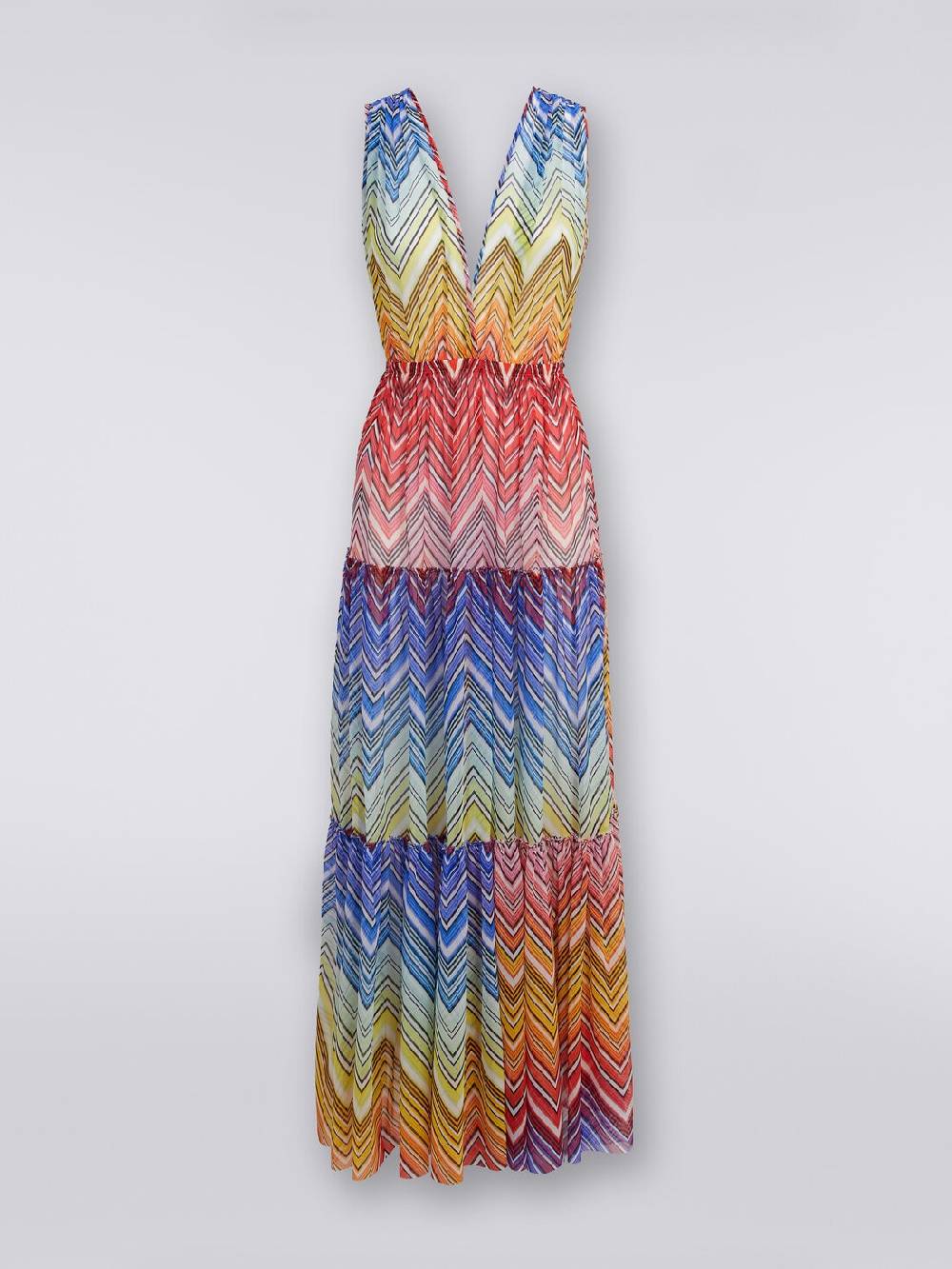 M Missoni Abito copricostume lungo in tulle stampa zig zag Smaltimento dello stoccaggio