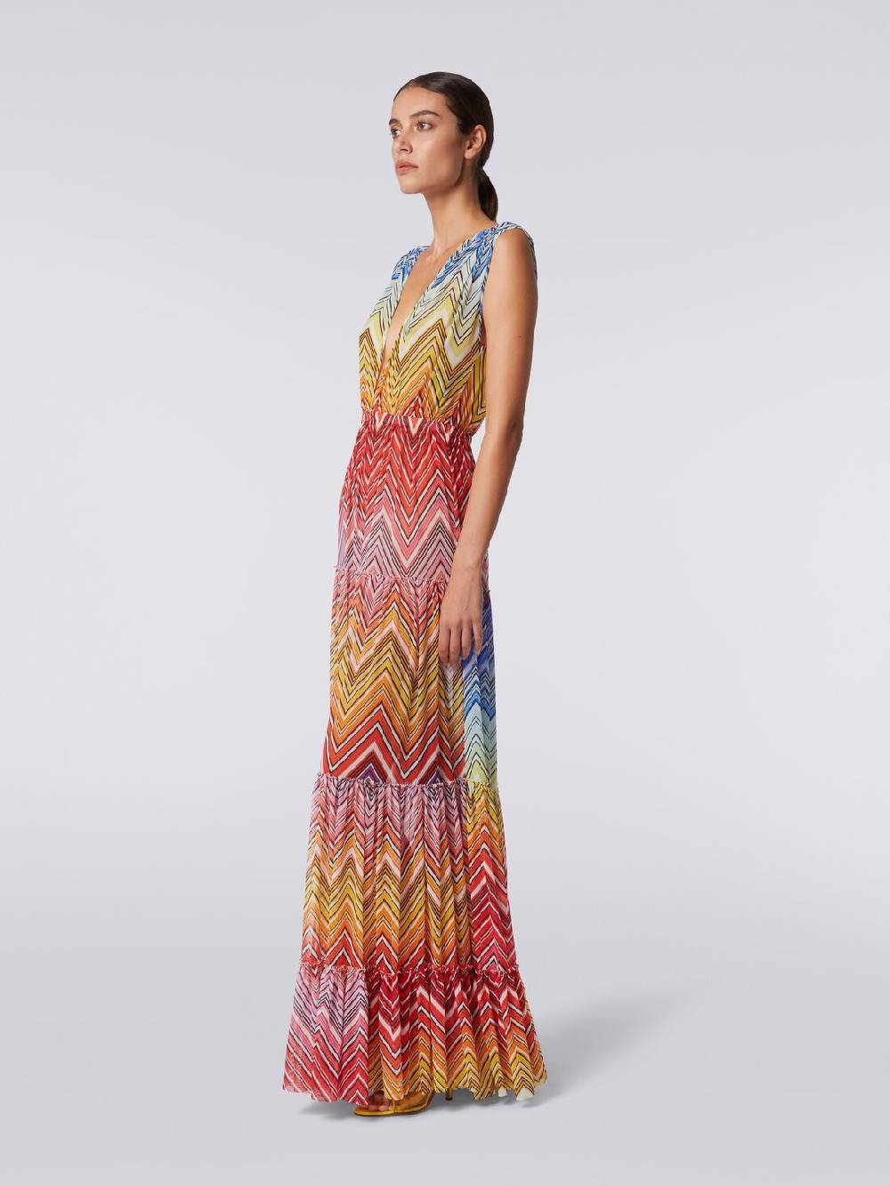 M Missoni Abito copricostume lungo in tulle stampa zig zag Smaltimento dello stoccaggio