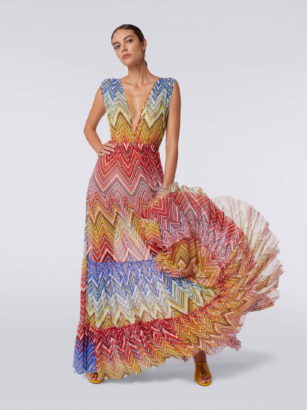 M Missoni Abito copricostume lungo in tulle stampa zig zag Smaltimento dello stoccaggio
