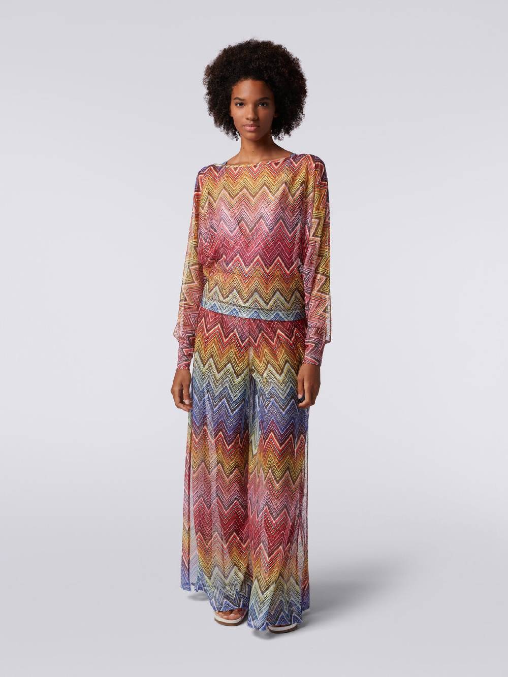 M Missoni Blusa a maniche lunghe in tessuto stampa zig zag Offerta migliore