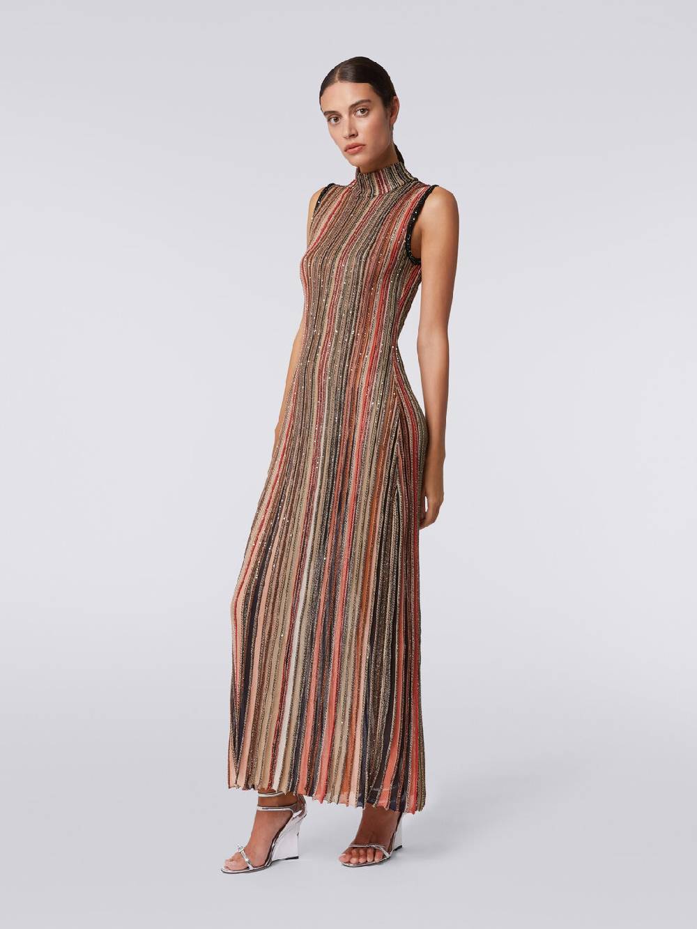 M Missoni Abito lungo in maglia a righe verticali con paillettes Online Outlet