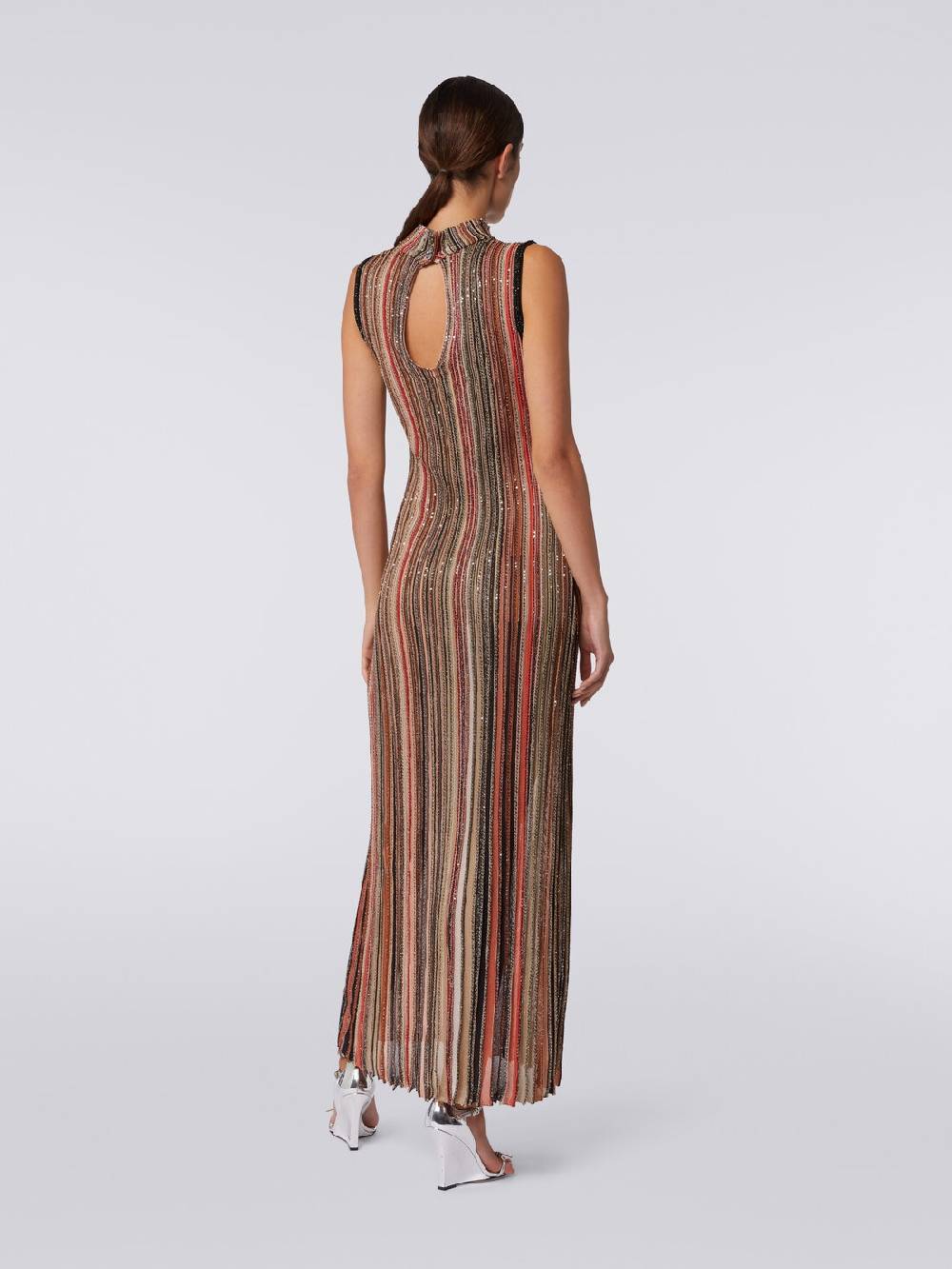 M Missoni Abito lungo in maglia a righe verticali con paillettes Online Outlet