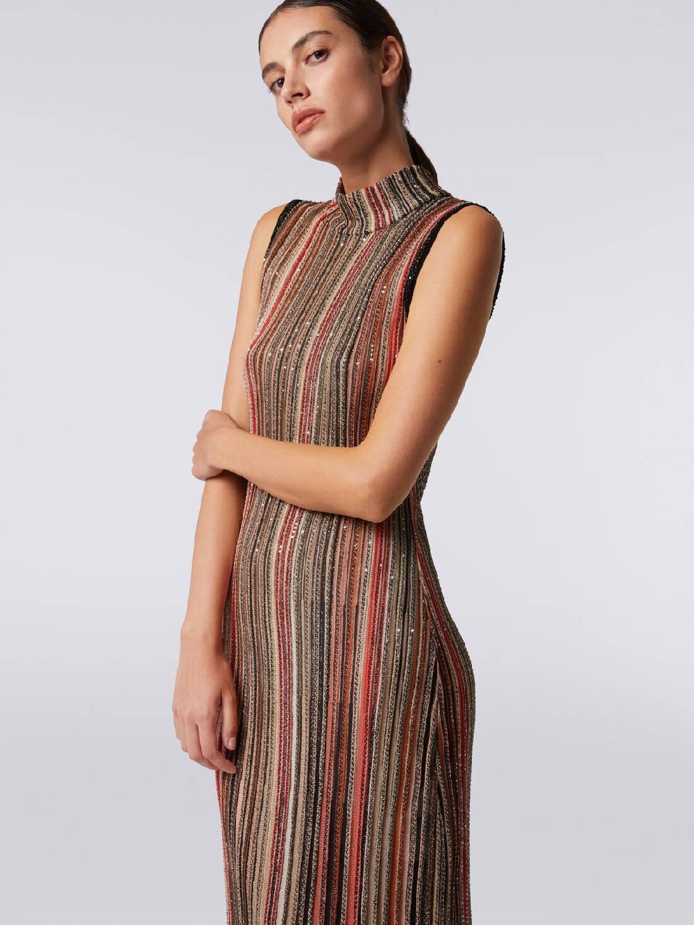 M Missoni Abito lungo in maglia a righe verticali con paillettes Online Outlet