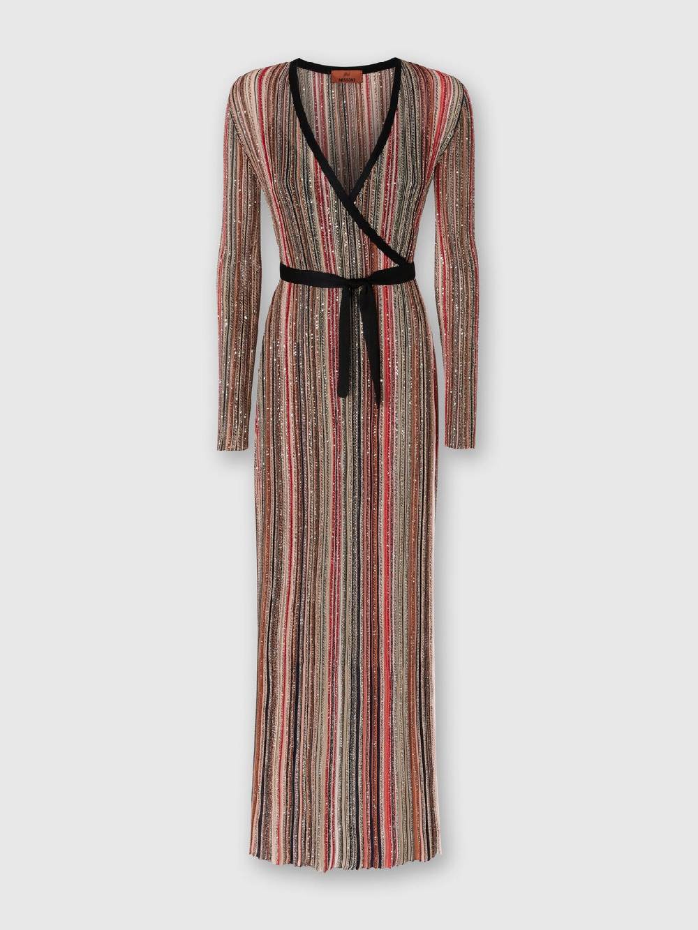 M Missoni Abito lungo con chiusura a portafoglio e paillettes Offerta temporanea