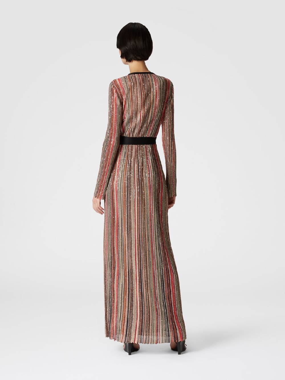 M Missoni Abito lungo con chiusura a portafoglio e paillettes Offerta temporanea