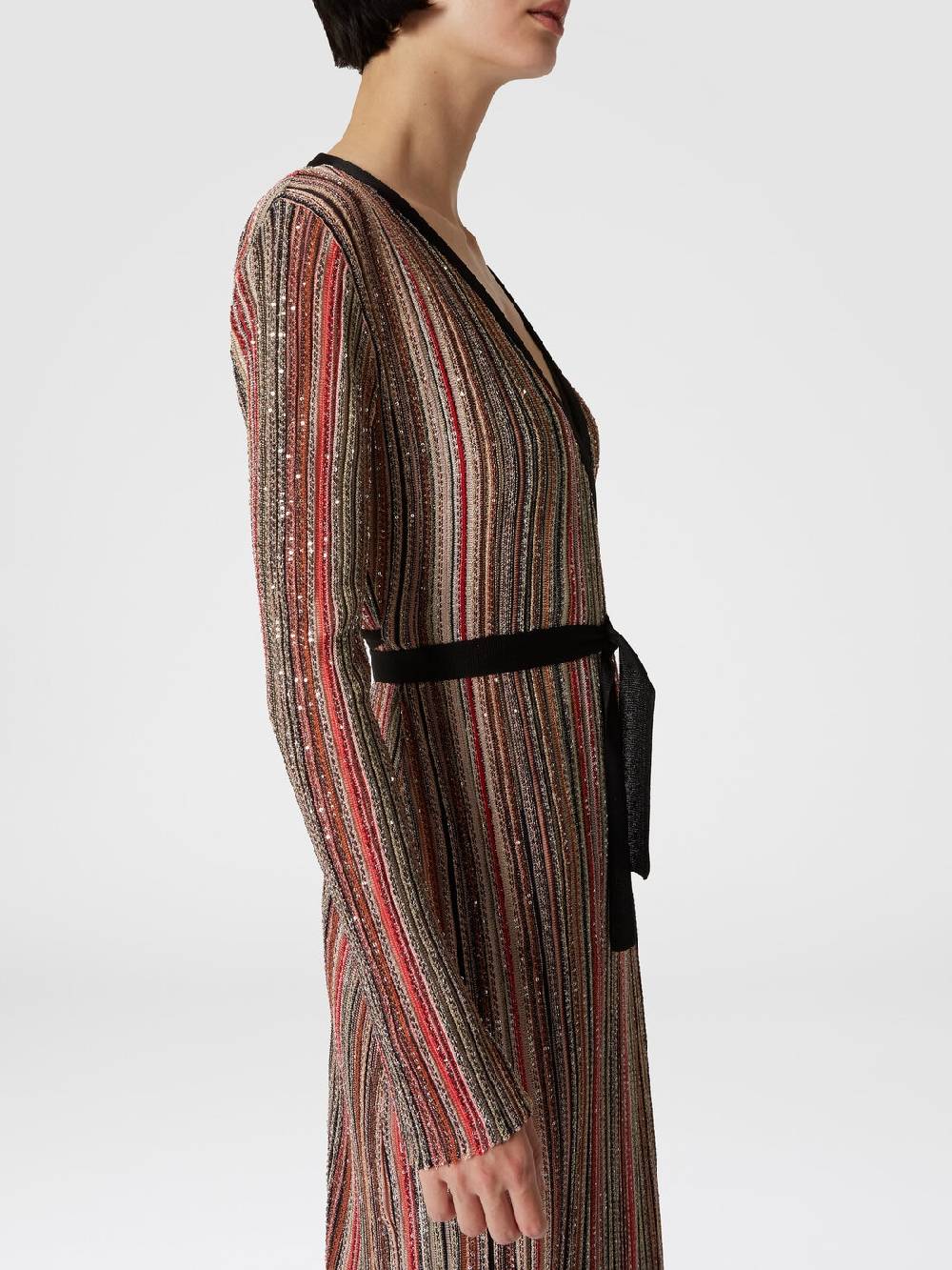 M Missoni Abito lungo con chiusura a portafoglio e paillettes Offerta temporanea