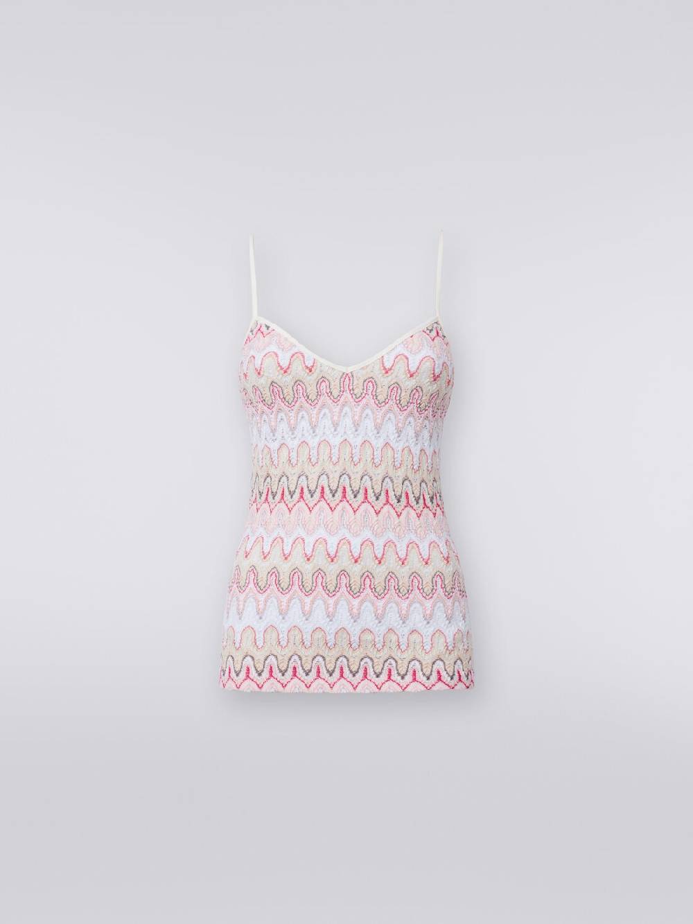 M Missoni Top con scollatura a V e spalline in misto viscosa a onde effetto pizzo Lightning offer