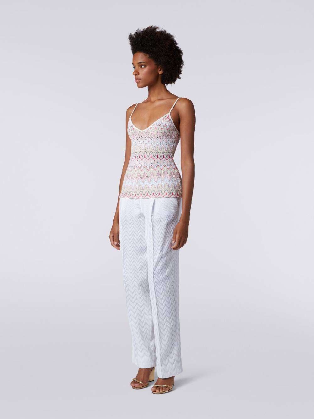 M Missoni Top con scollatura a V e spalline in misto viscosa a onde effetto pizzo Lightning offer