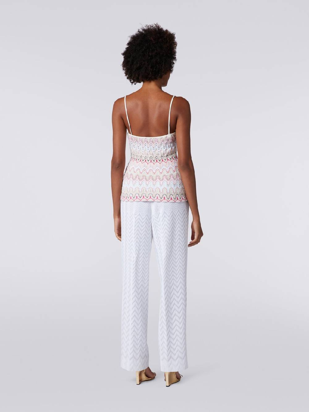 M Missoni Top con scollatura a V e spalline in misto viscosa a onde effetto pizzo Lightning offer