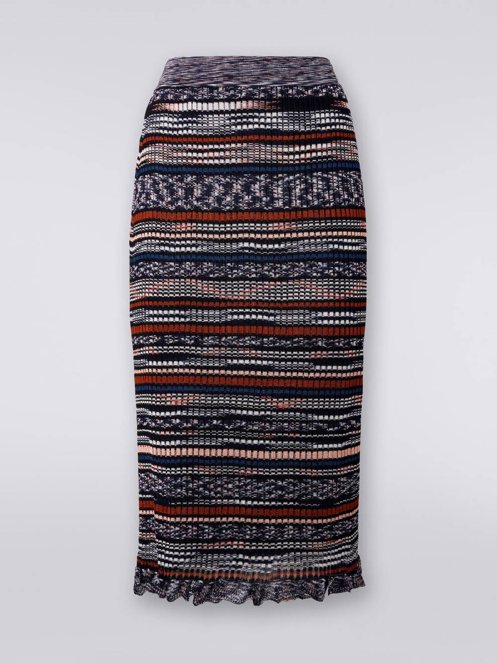 M Missoni Gonna midi a costine in viscosa fiammata Grandi sconti