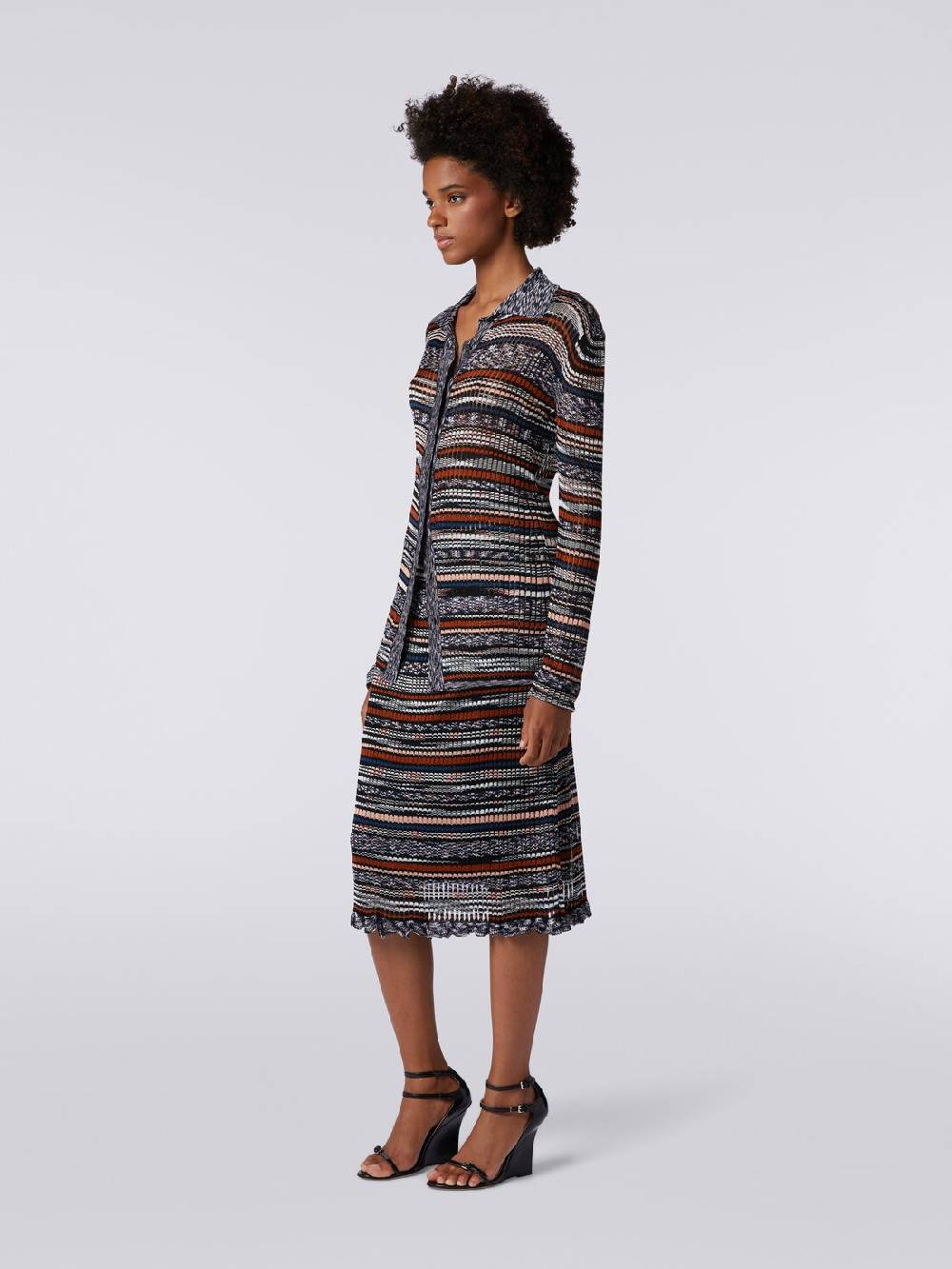 M Missoni Gonna midi a costine in viscosa fiammata Grandi sconti