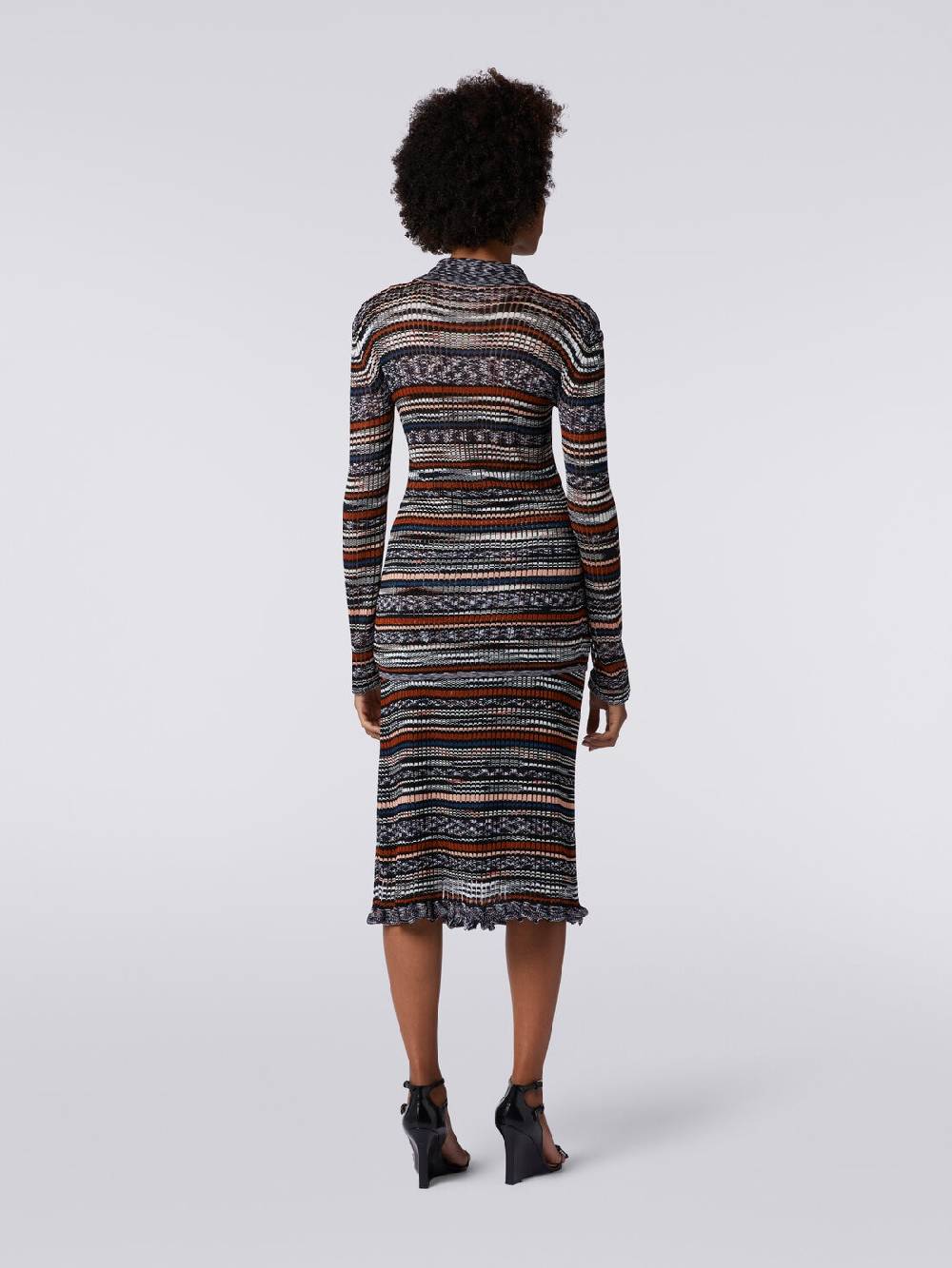 M Missoni Gonna midi a costine in viscosa fiammata Grandi sconti