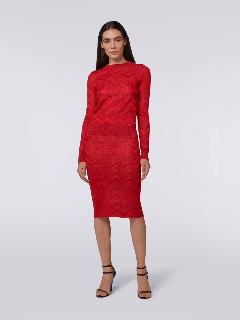 M Missoni Gonna longuette in maglia zig zag con lurex Liquidazione