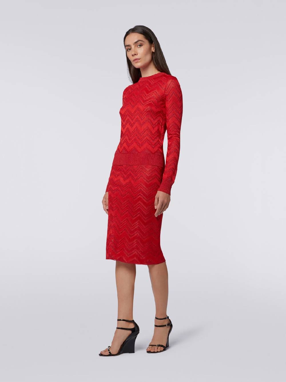 M Missoni Gonna longuette in maglia zig zag con lurex Liquidazione