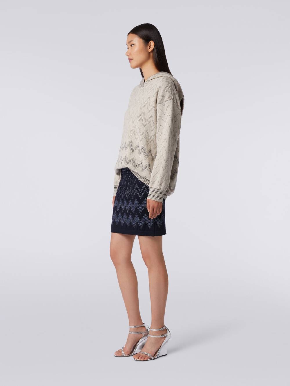 M Missoni Minigonna in lana e viscosa zig zag con lurex Comprane uno, ottenene uno gratis