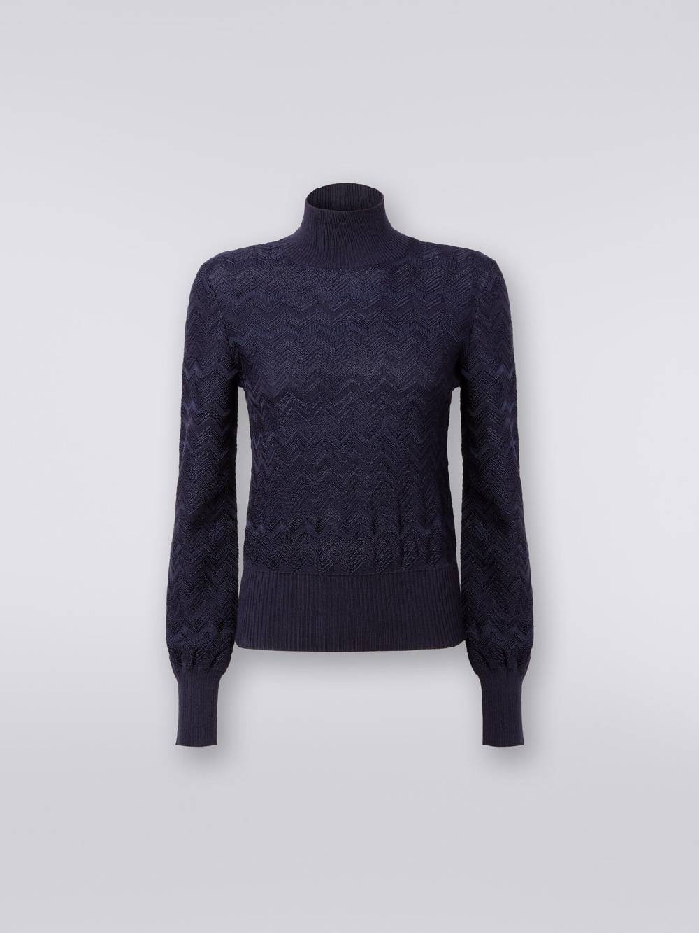 M Missoni Pullover a collo alto in viscosa e lana chevron Offerte giornaliere