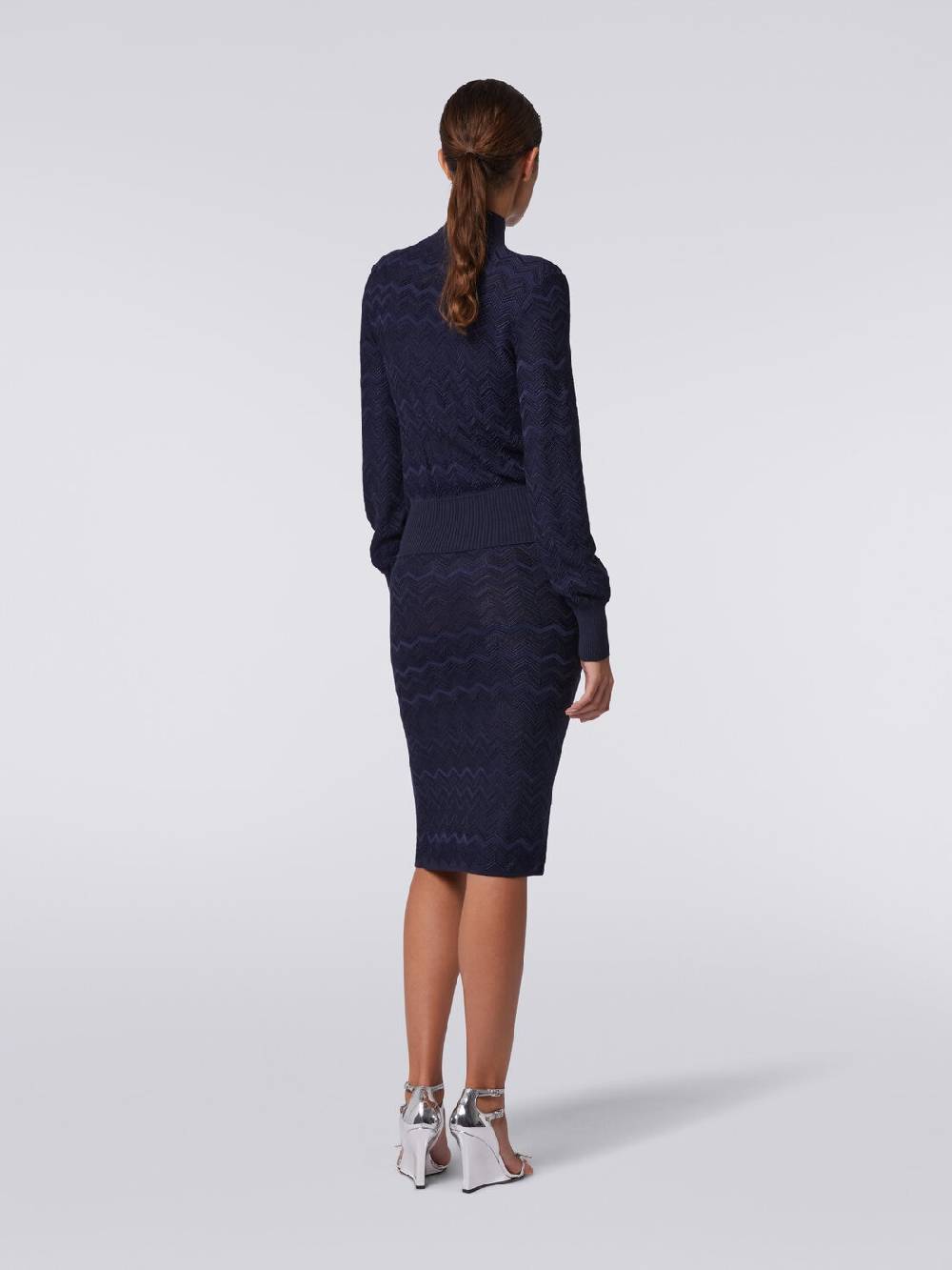 M Missoni Pullover a collo alto in viscosa e lana chevron Offerte giornaliere
