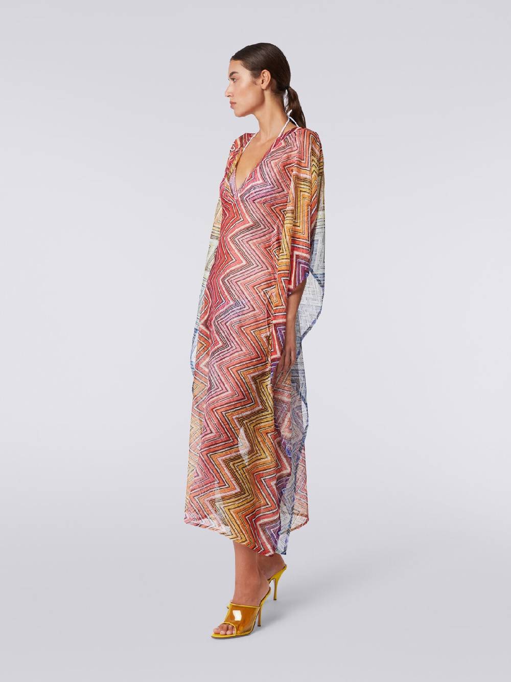 M Missoni Caftano copricostume lungo in tessuto stampa zig zag Offerte speciali