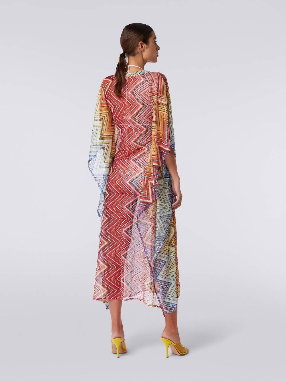 M Missoni Caftano copricostume lungo in tessuto stampa zig zag Offerte speciali