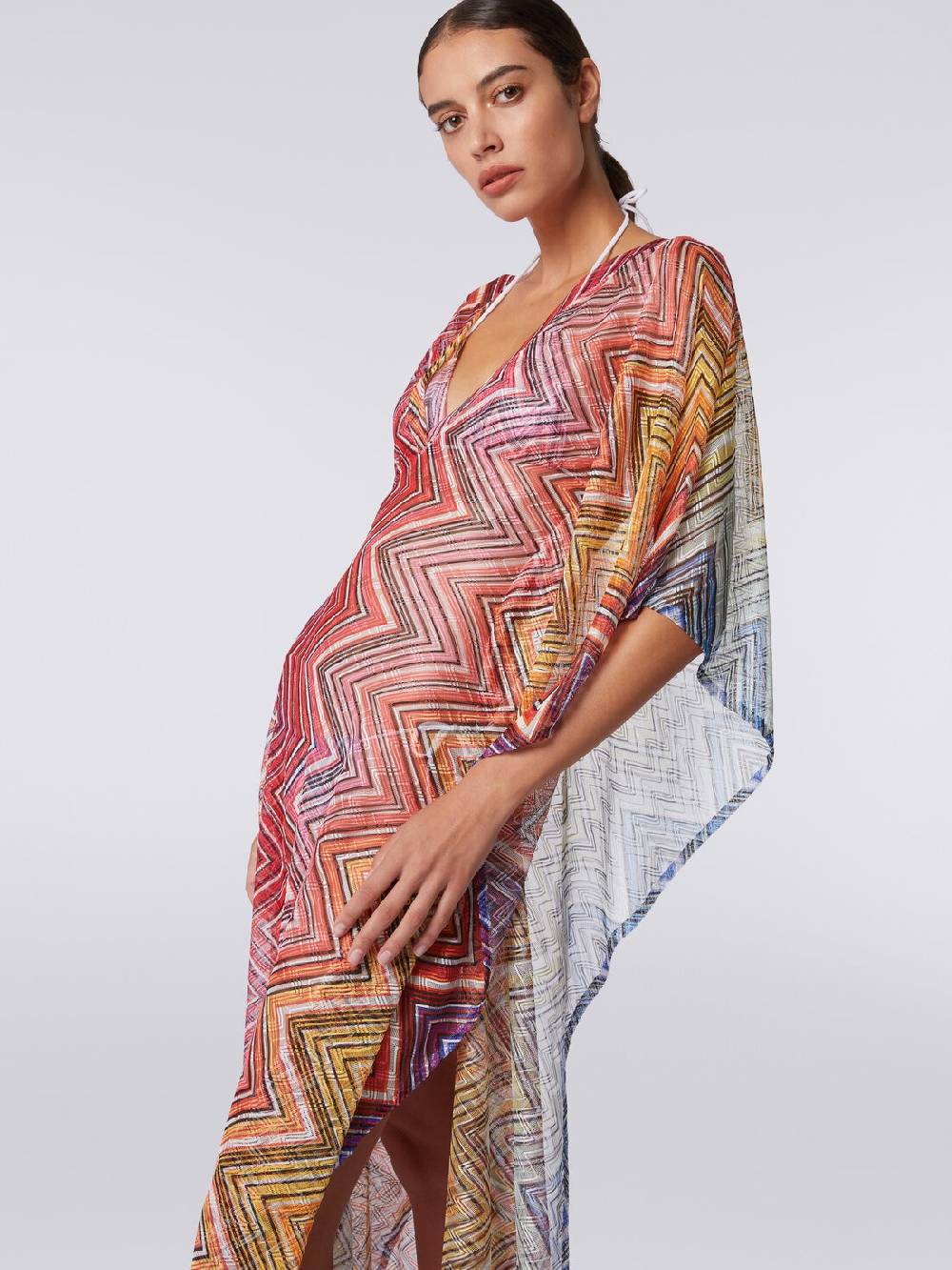 M Missoni Caftano copricostume lungo in tessuto stampa zig zag Offerte speciali
