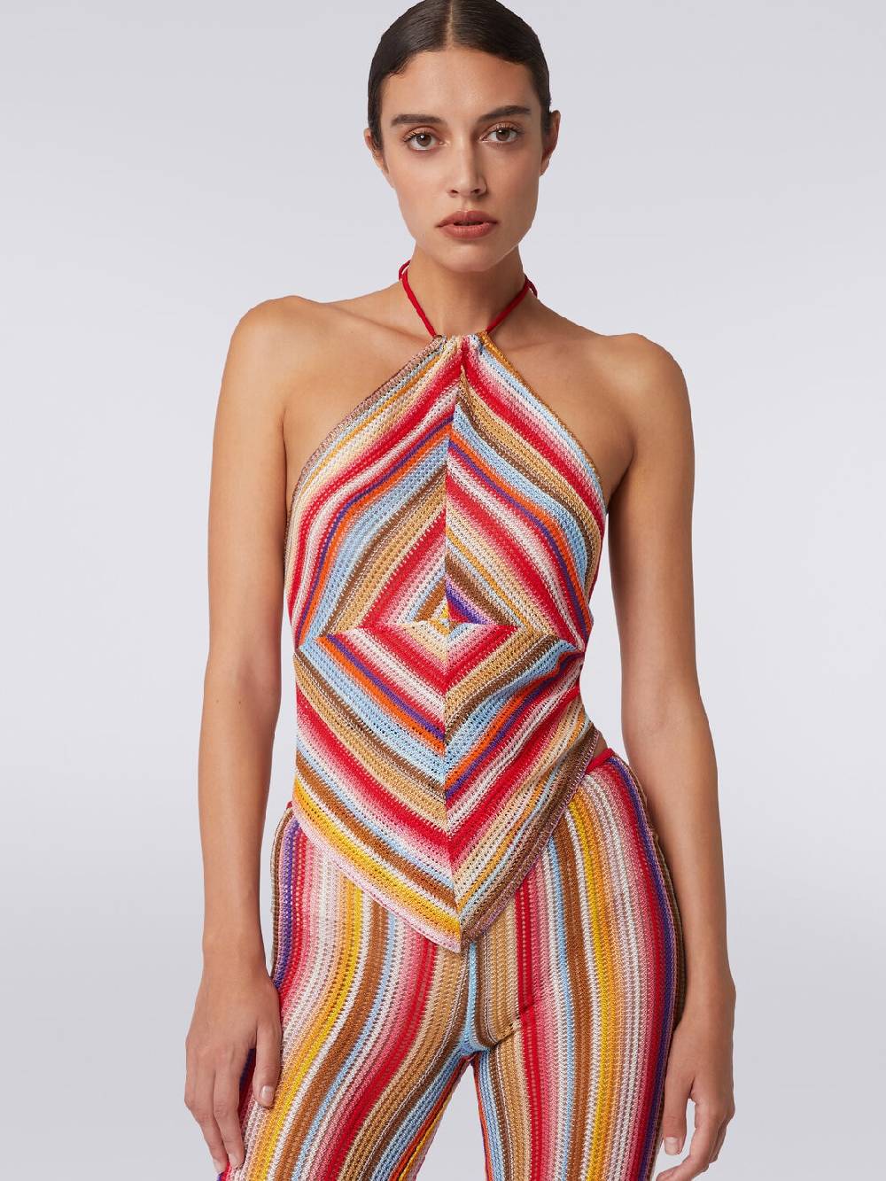 M Missoni Top con scollatura all'americana in crochet rigato Rilascio limitato
