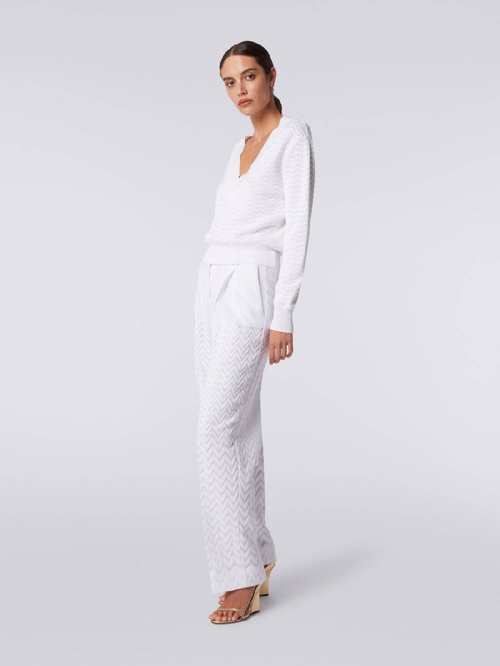 M Missoni Pullover con scollatura a V in maglia zig zag Fino al 50% di sconto