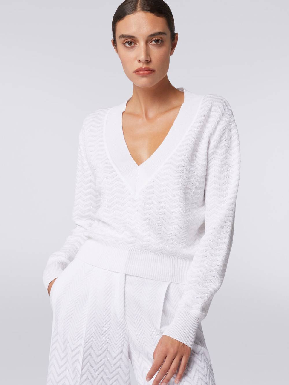 M Missoni Pullover con scollatura a V in maglia zig zag Fino al 50% di sconto