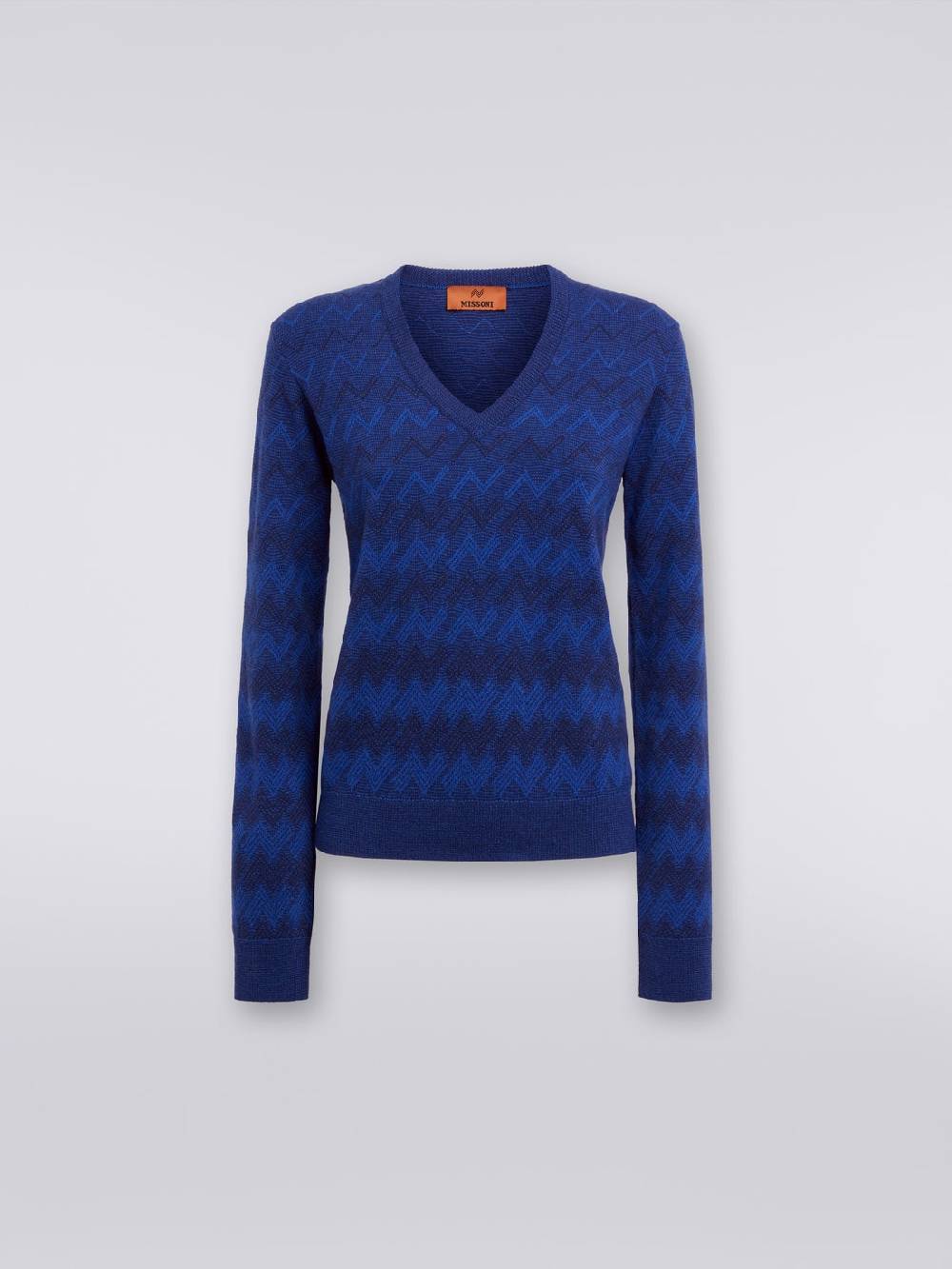 M Missoni Pullover con scollo a V in cachemire con zig zag Offerta speciale della fabbrica