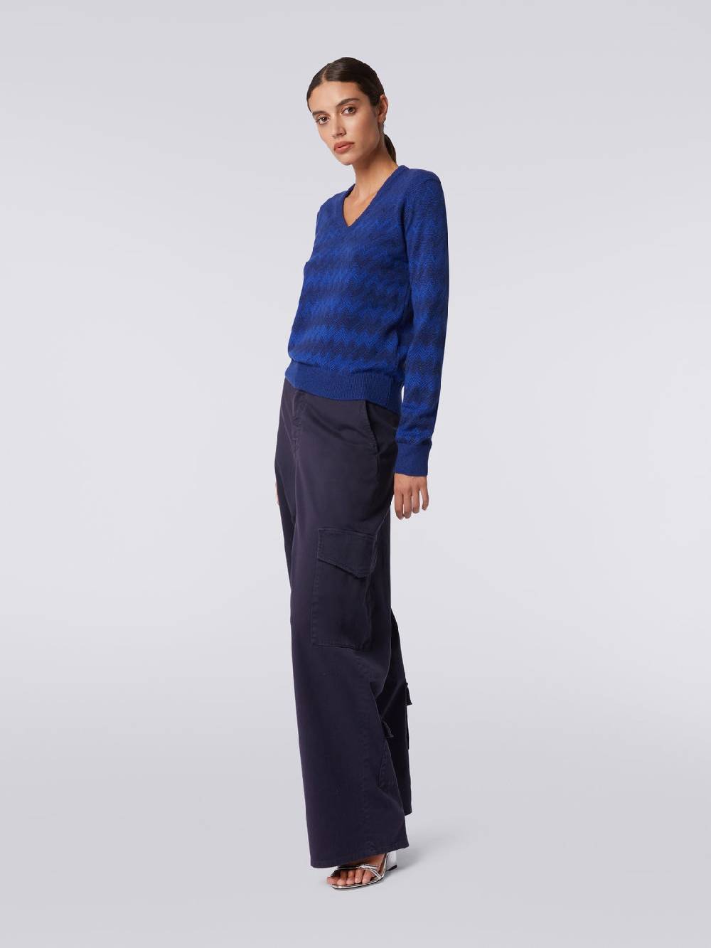 M Missoni Pullover con scollo a V in cachemire con zig zag Offerta speciale della fabbrica