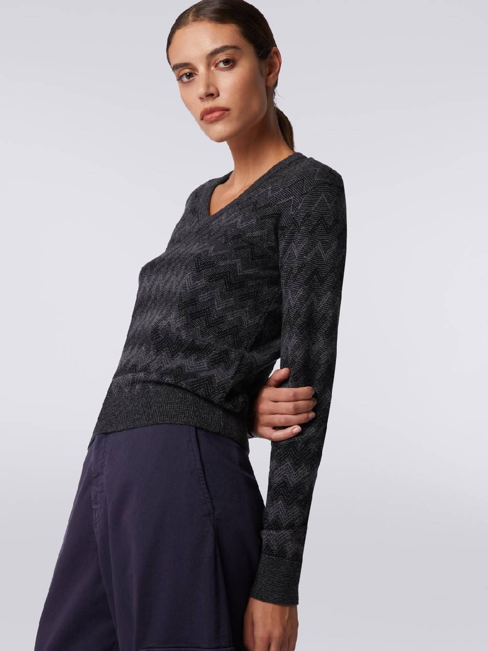 M Missoni Pullover con scollo a V in cachemire con zig zag Sostegno trimestrale