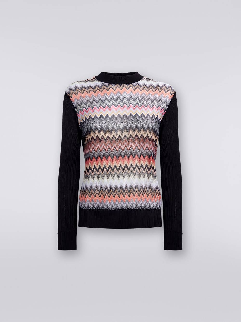 M Missoni Pullover girocollo in viscosa zig zag Fino al 55% di sconto
