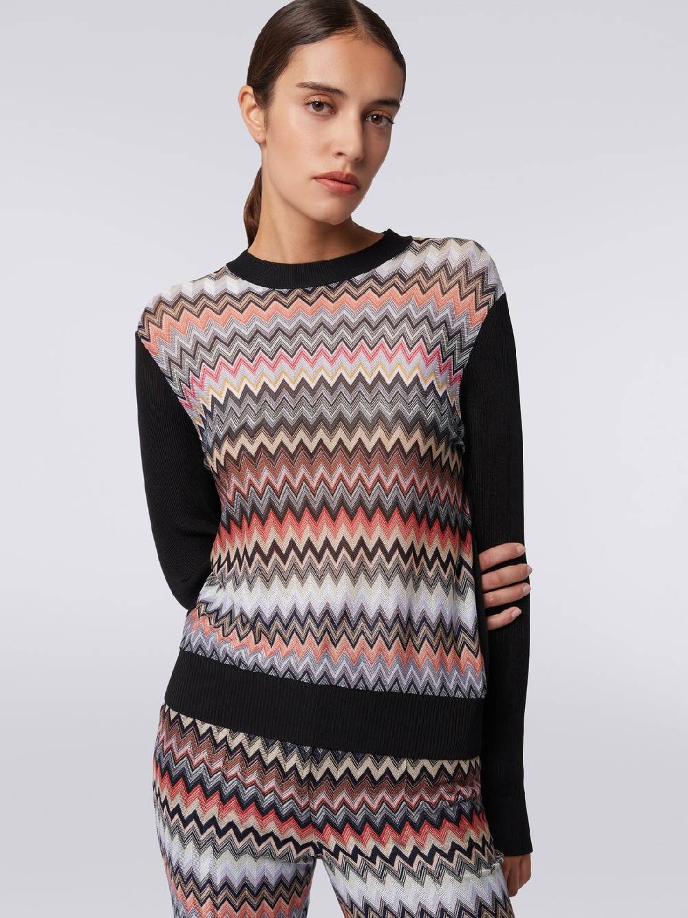 M Missoni Pullover girocollo in viscosa zig zag Fino al 55% di sconto