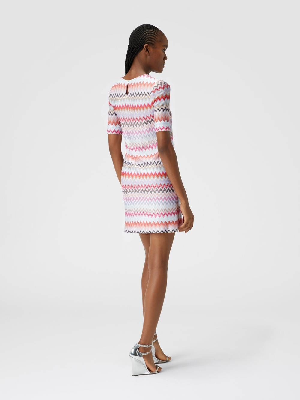 M Missoni Abito a maniche corte in cotone e viscosa zig zag Enormi sconti