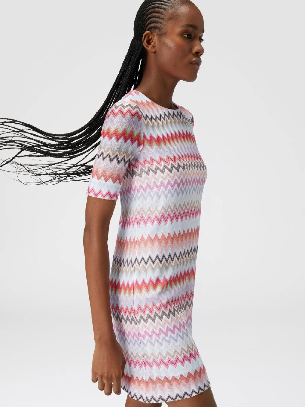 M Missoni Abito a maniche corte in cotone e viscosa zig zag Enormi sconti