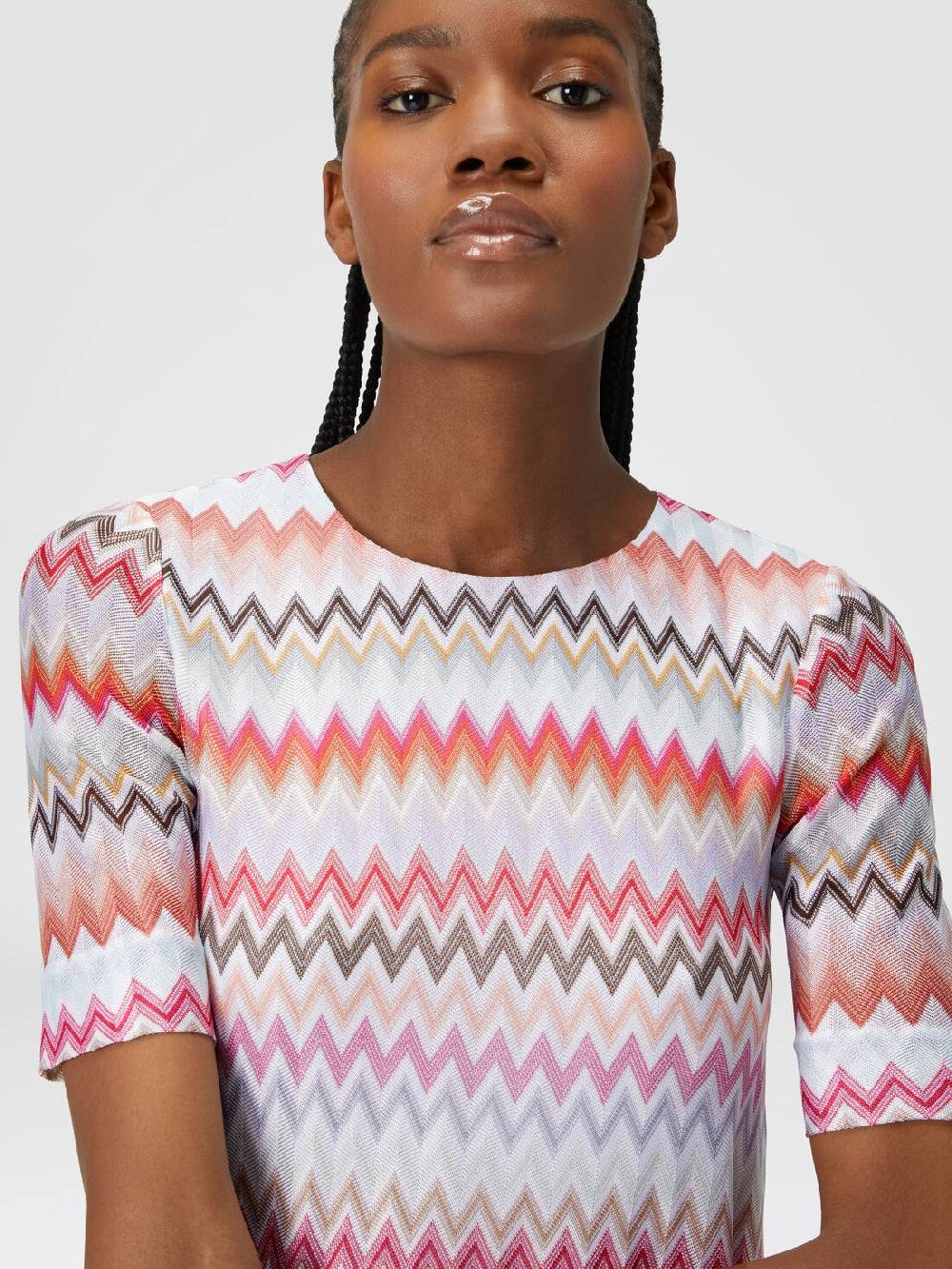 M Missoni Abito a maniche corte in cotone e viscosa zig zag Enormi sconti