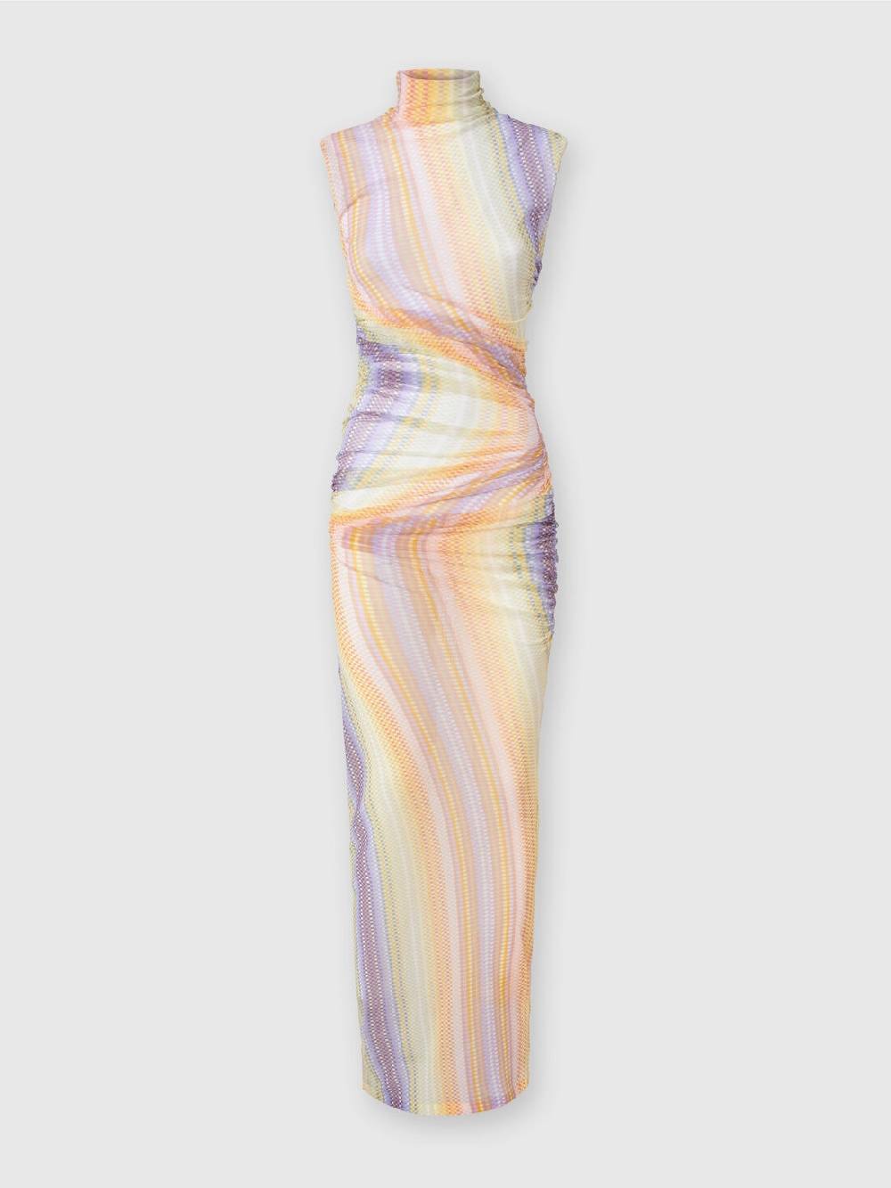 M Missoni Abito lungo a collo alto in tulle con arricciature laterali Officina
