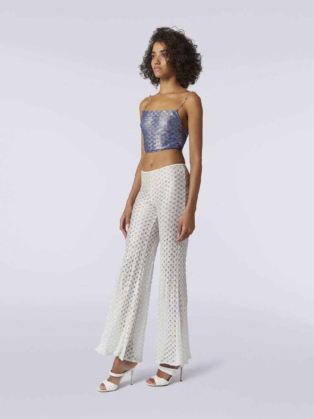 M Missoni Crop top effetto pizzo con spalline in catena e pietre Esporta salva