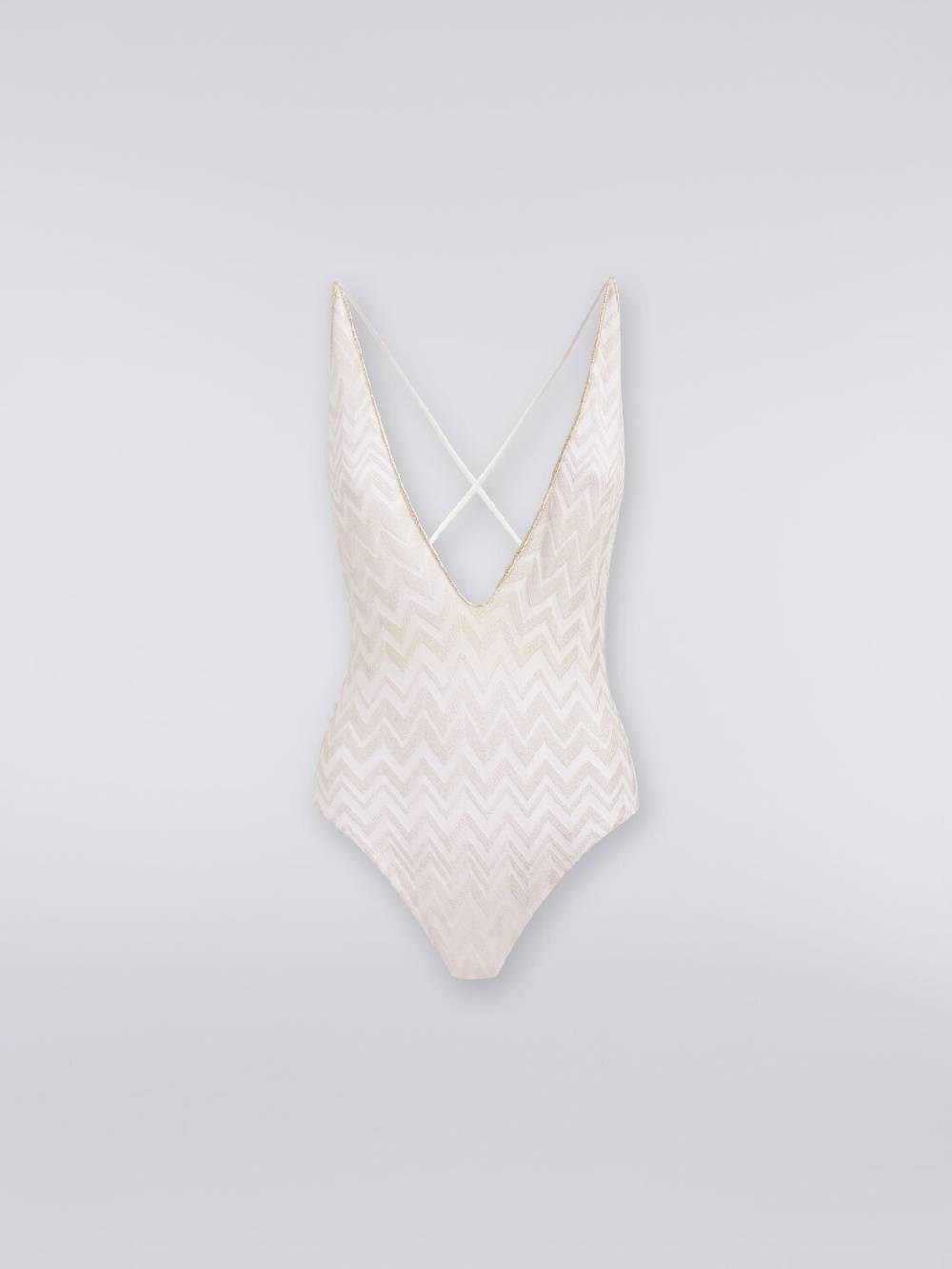 M Missoni Costume intero con chevron tono su tono lamé Sconti questo mese