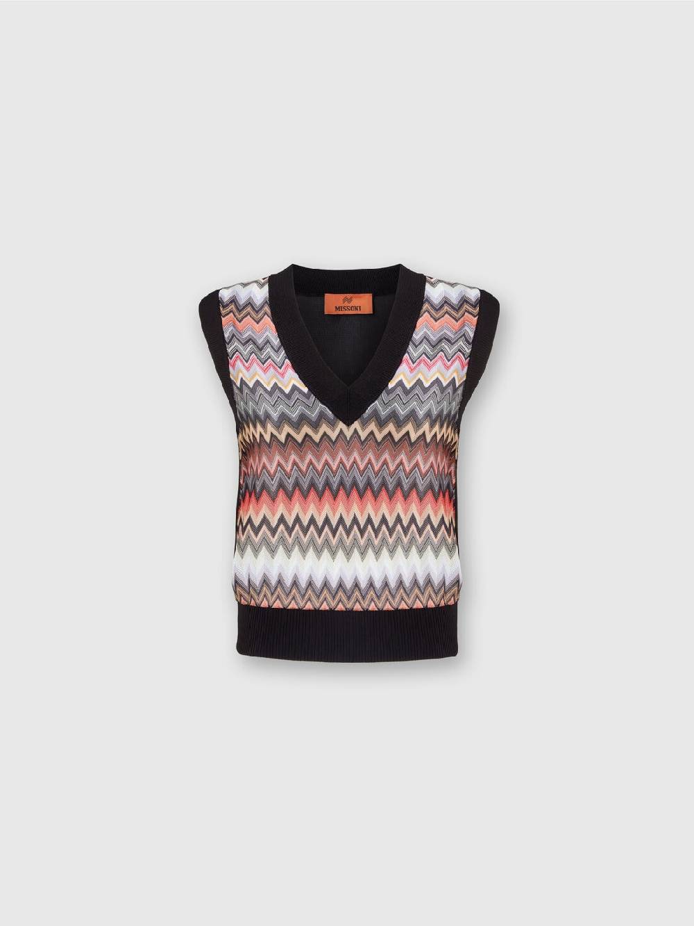 M Missoni Gilet in maglia di viscosa zig zag con profili a contrasto 2025