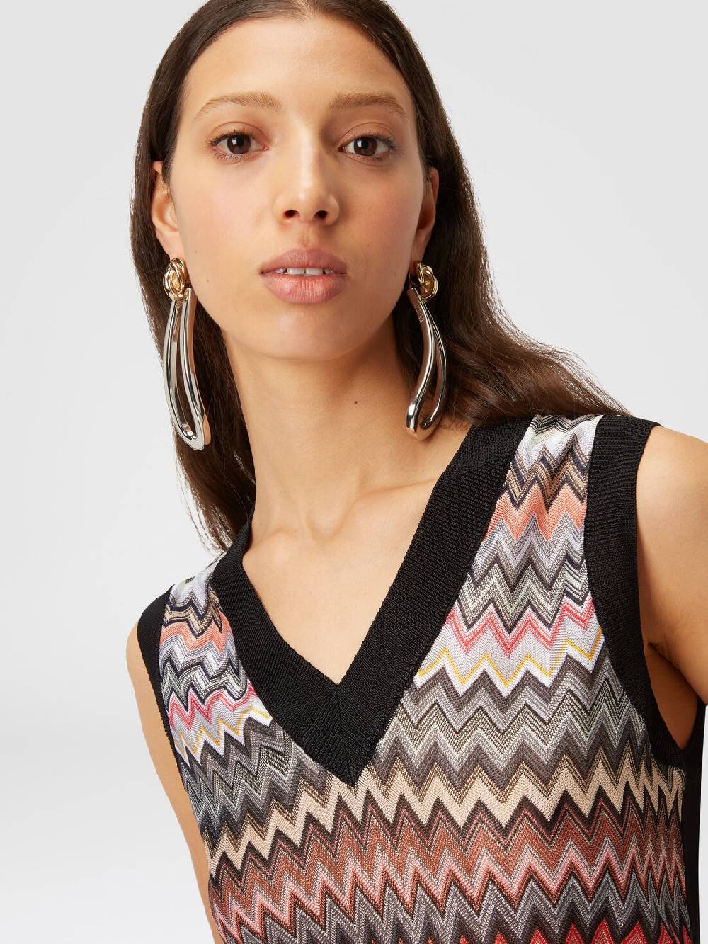 M Missoni Gilet in maglia di viscosa zig zag con profili a contrasto 2025