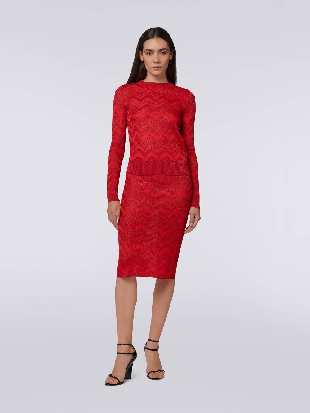 M Missoni Maglia girocollo in misto viscosa zig zag con lurex In Linea