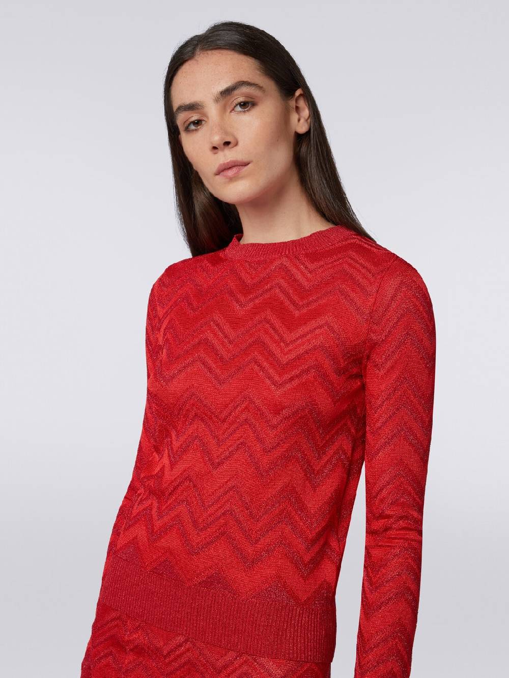 M Missoni Maglia girocollo in misto viscosa zig zag con lurex In Linea