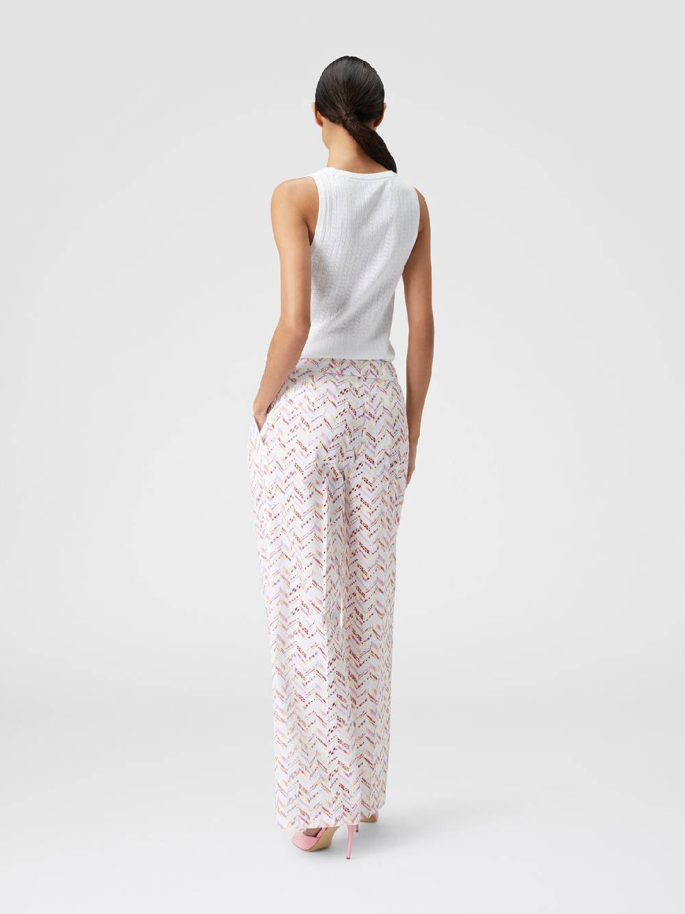 M Missoni Pantaloni in popeline di cotone con pizzo sangallo Vendita