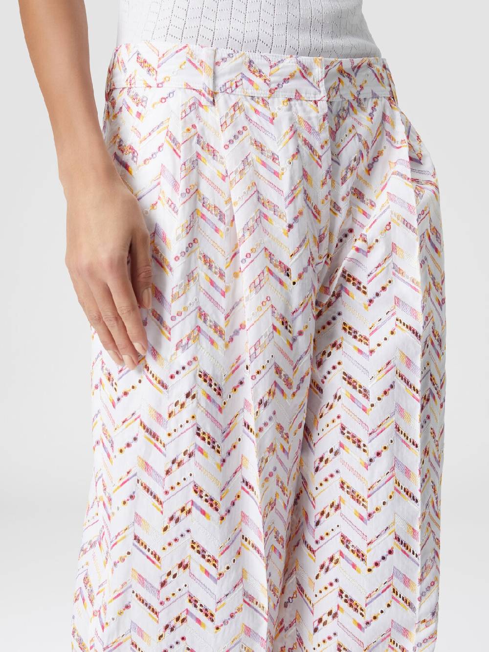 M Missoni Pantaloni in popeline di cotone con pizzo sangallo Vendita