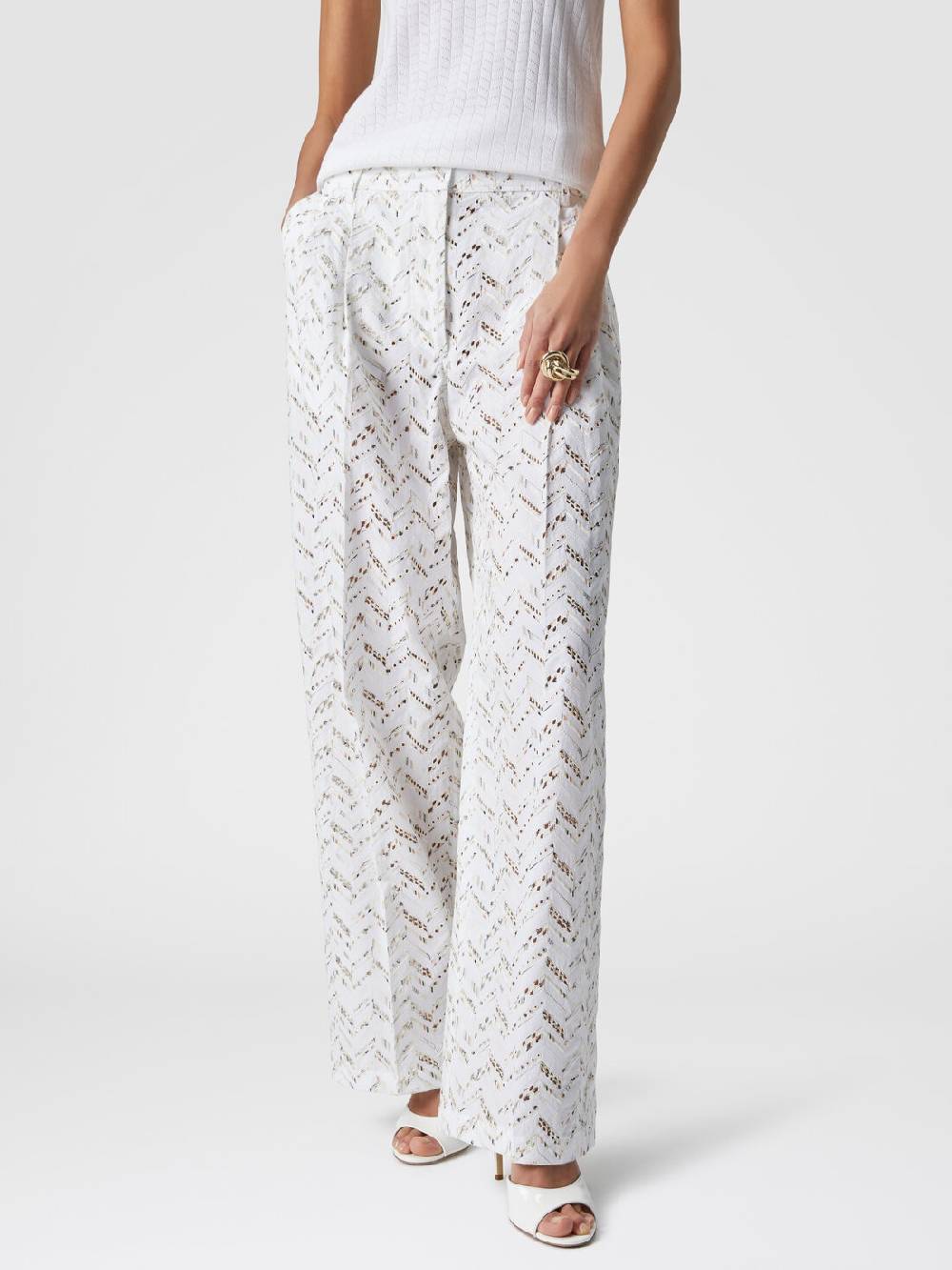 M Missoni Pantaloni in popeline di cotone con pizzo sangallo Promozione