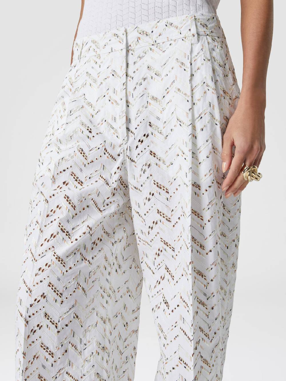 M Missoni Pantaloni in popeline di cotone con pizzo sangallo Promozione