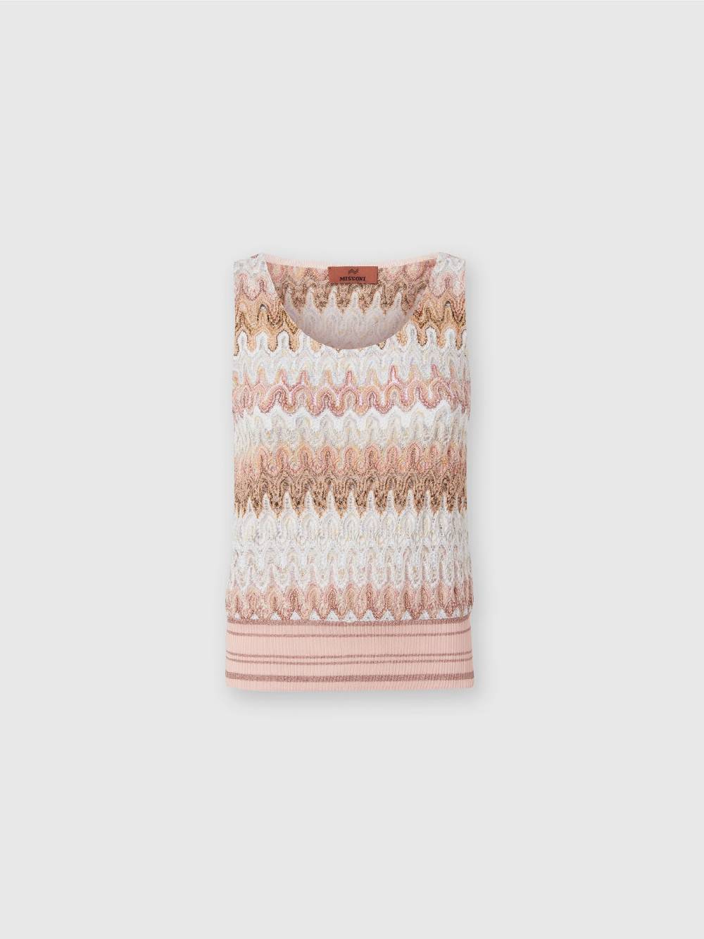 M Missoni Canottiera in misto viscosa lamé con motivo a onde Spedizione Gratuita