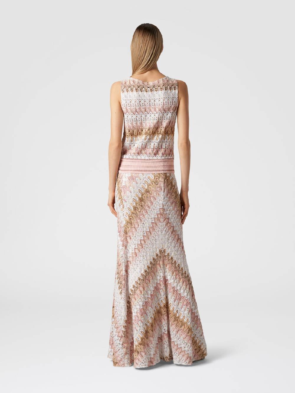 M Missoni Canottiera in misto viscosa lamé con motivo a onde Spedizione Gratuita