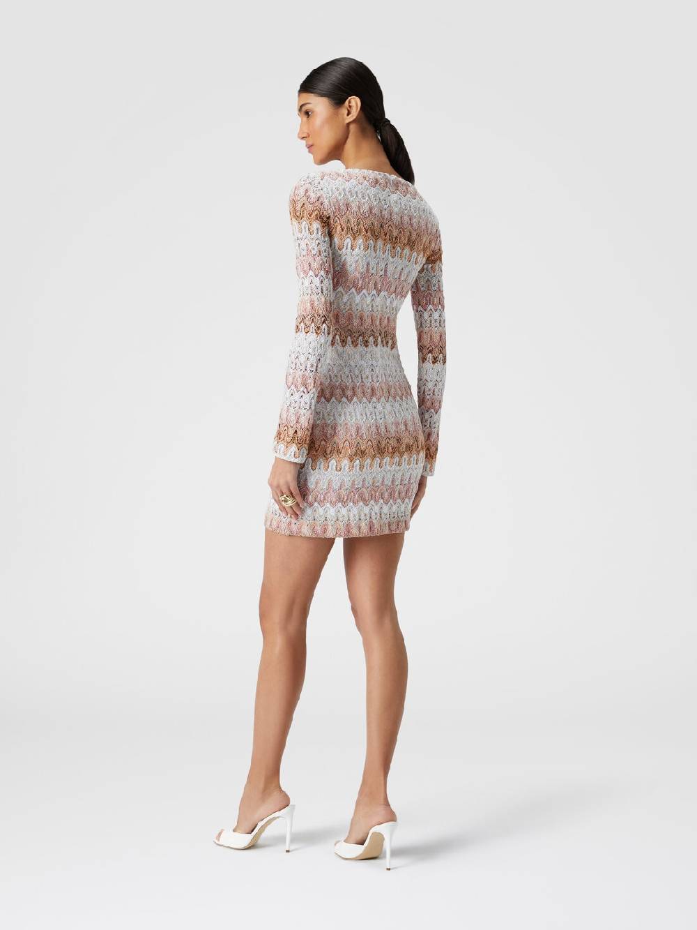 M Missoni Mini-abito a maniche lunghe in misto viscosa motivo a onde Pezzi Unici