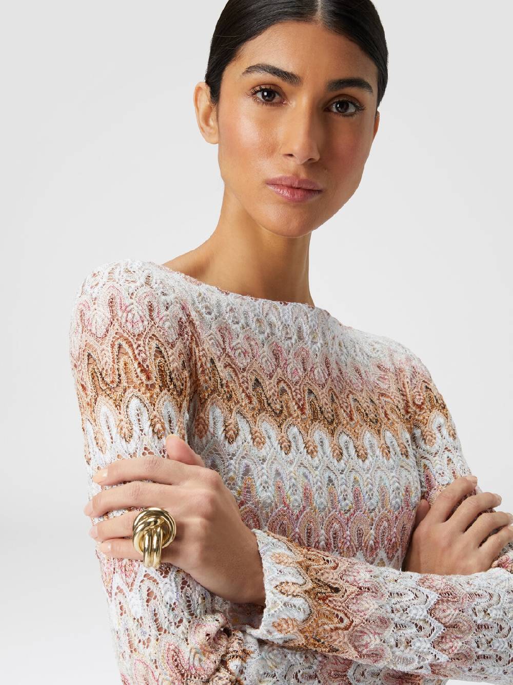 M Missoni Mini-abito a maniche lunghe in misto viscosa motivo a onde Pezzi Unici